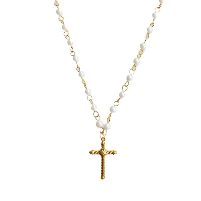 Cabled Cross Pendant Necklace