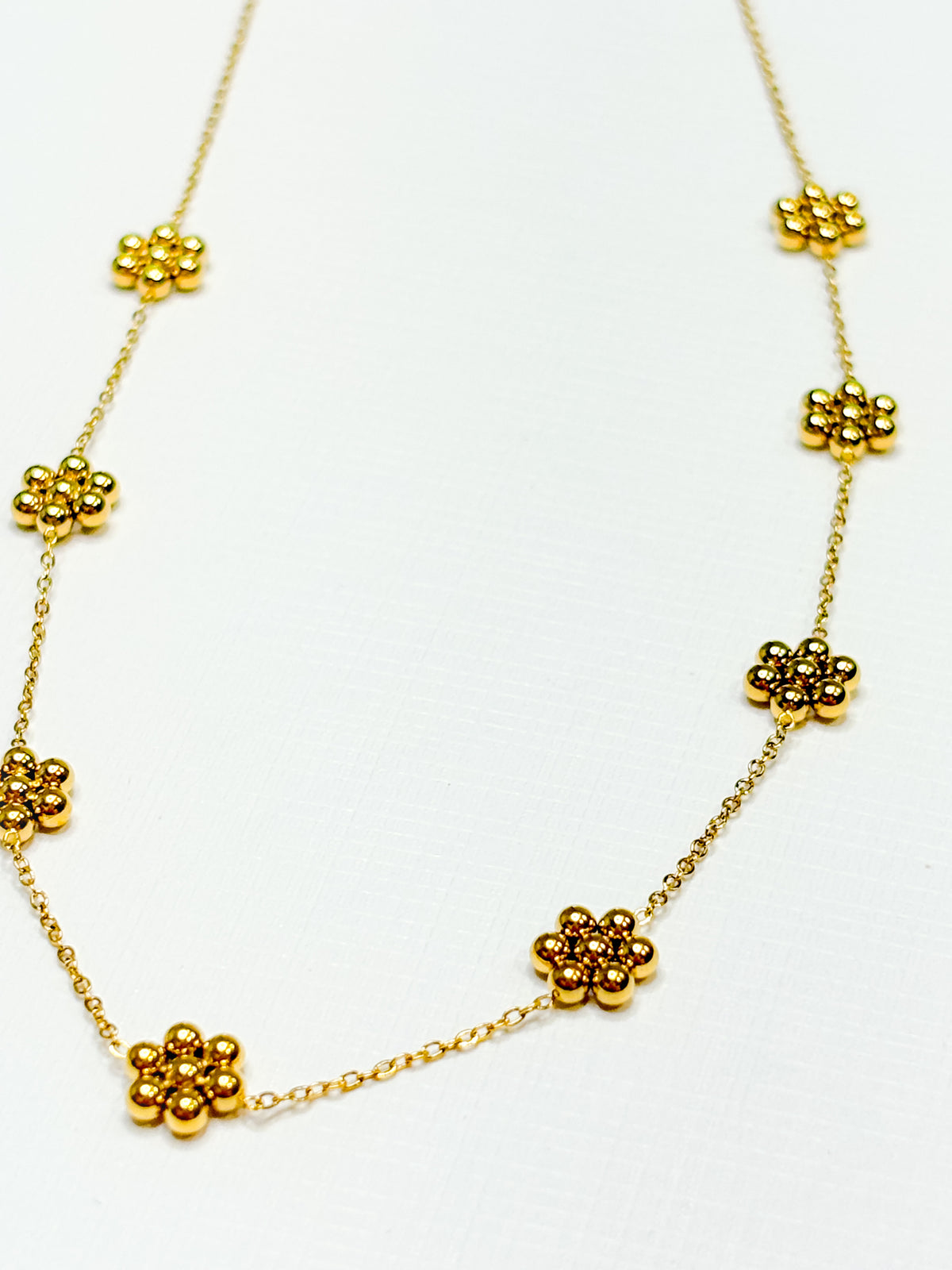 Dainty Golden Bead Flower Necklace