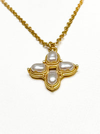 Square Pearl Cross Necklace