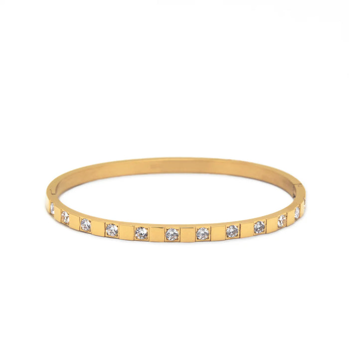 Waterproof Gold Structured Tennis Bangle