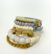 David Aubrey  Gray, White, and Brass Wrap Bracelet