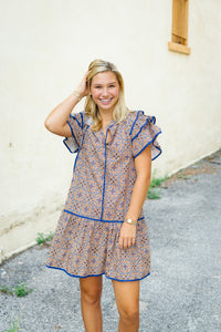 The Nanette Dress in Mediterranean Tile