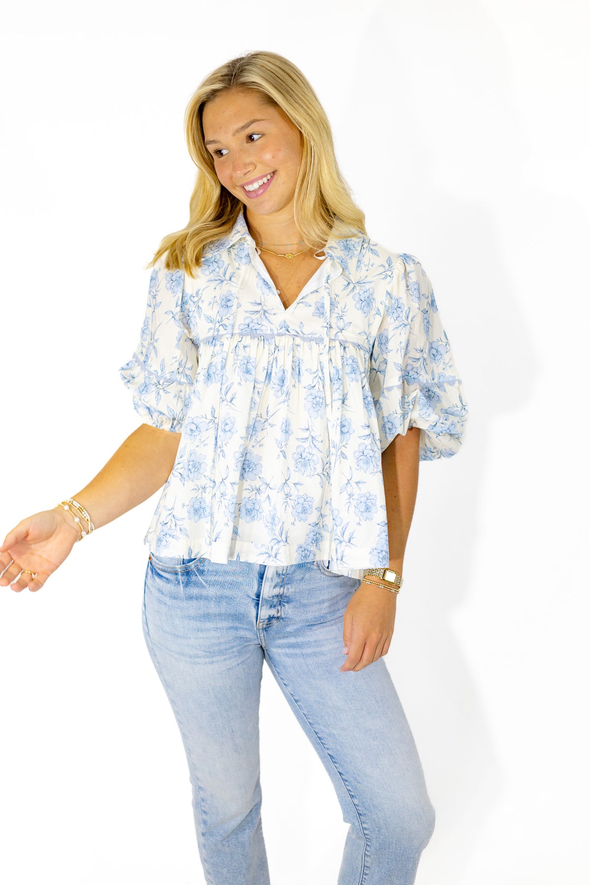 The Azure Floral Top