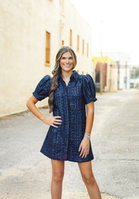 The Vivienne Dress in Navy Tweed