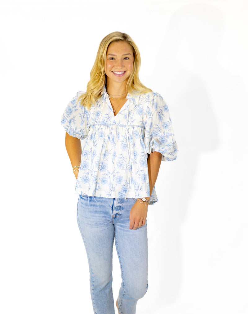 The Azure Floral Top