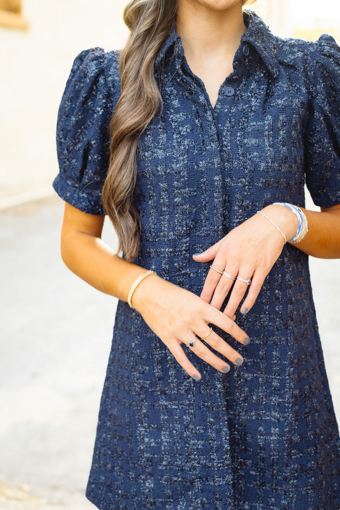 The Vivienne Dress in Navy Tweed