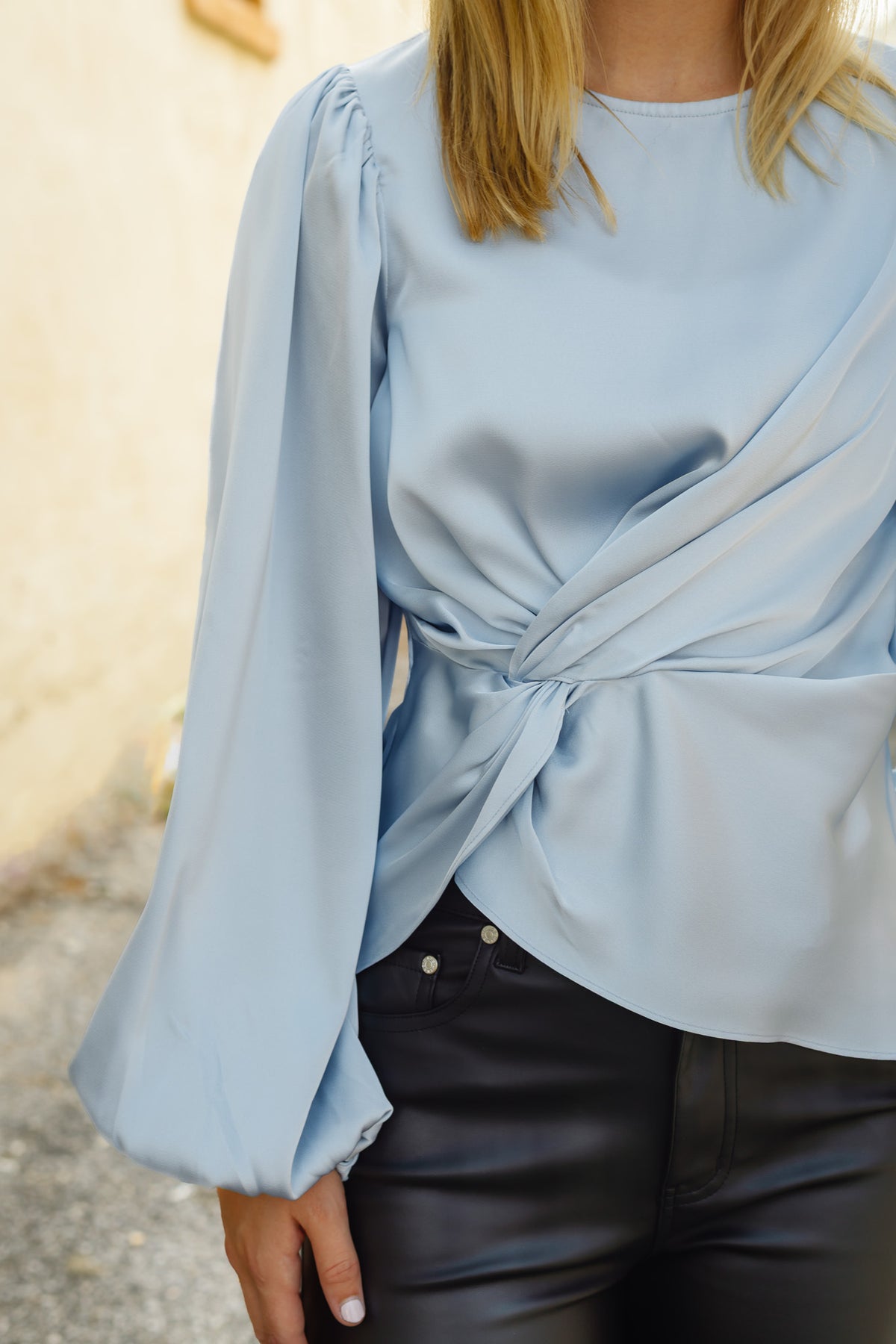 The Ester Top in Dusty Blue