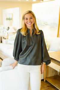 The Gianna Top in Olive Suede