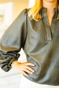 The Gianna Top in Olive Suede