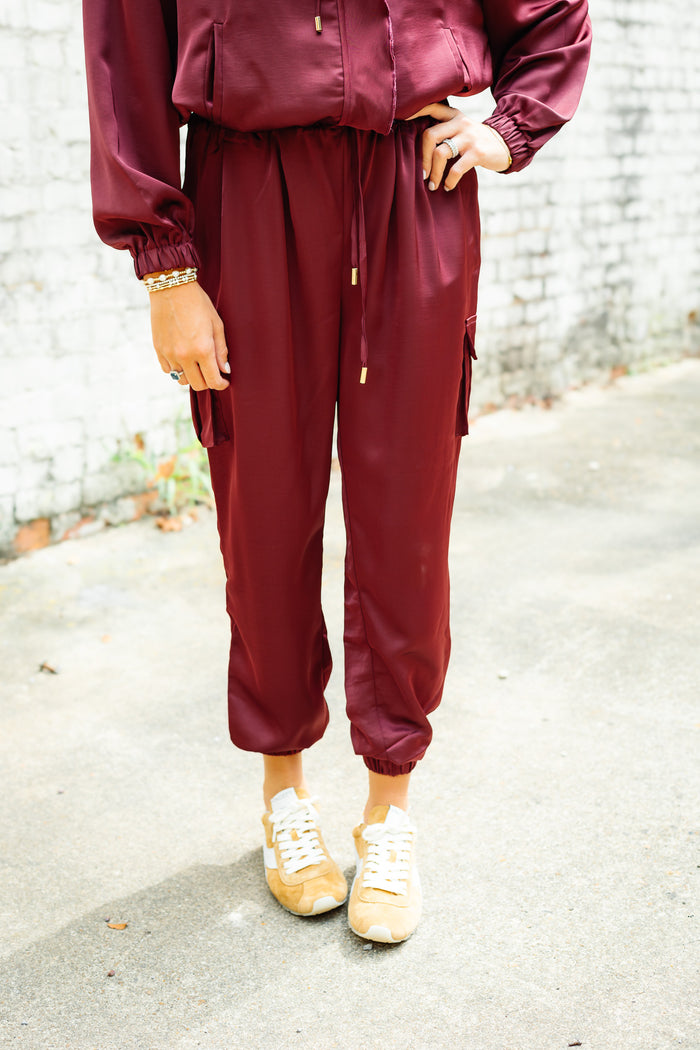 The Casablanca Nights Joggers in Burgundy