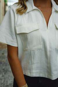 Karlie: Denim Pocket Stitch Top