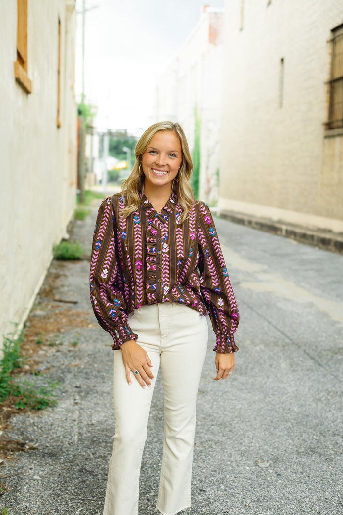 The Levona Top in Brown