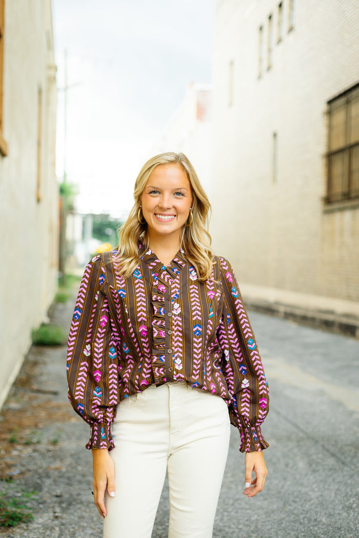 The Levona Top in Brown