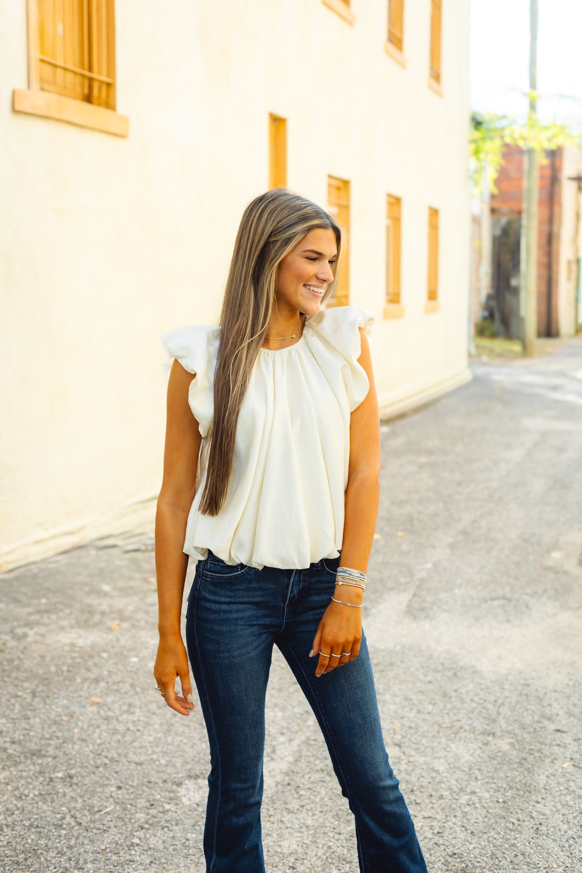 The Della Top in Cream