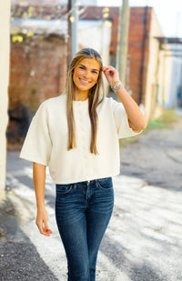 The Natalie Sweater Top in Cream