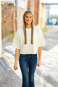 The Natalie Sweater Top in Cream
