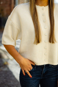 The Natalie Sweater Top in Cream