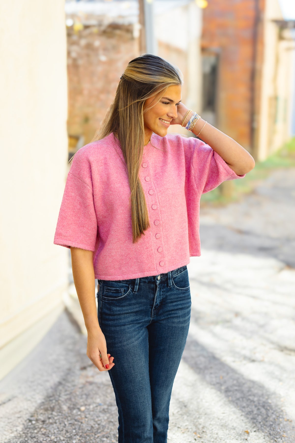 The Natalie Sweater Top in Pink