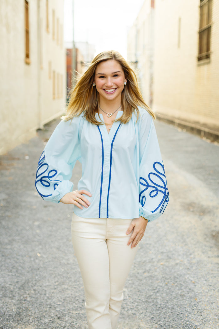 The Rora Top in Blue