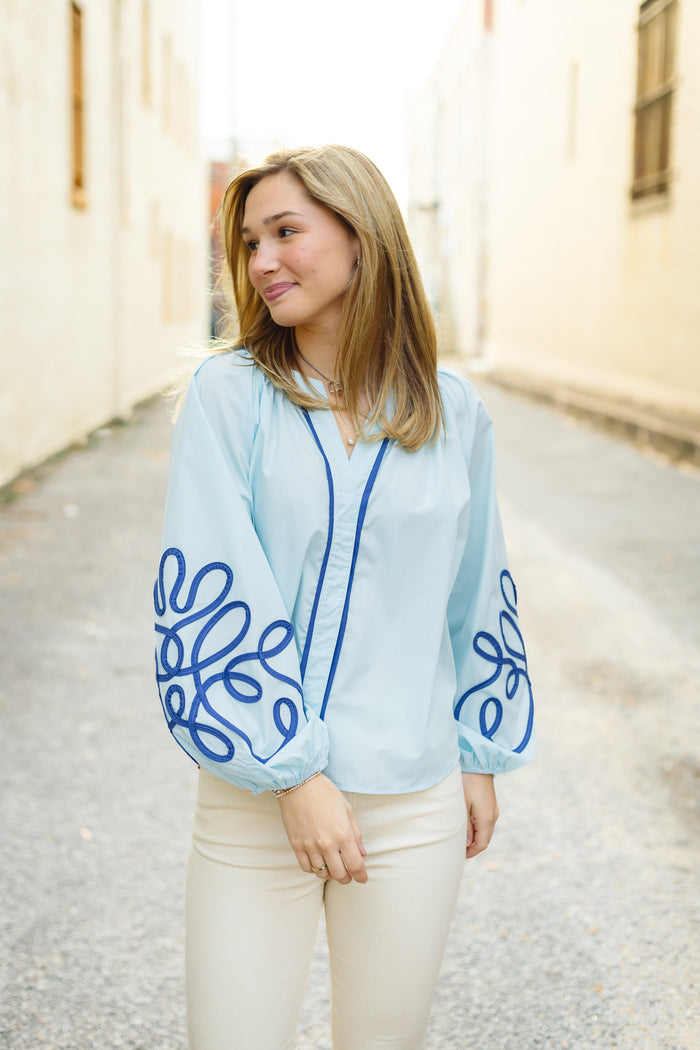 The Rora Top in Blue