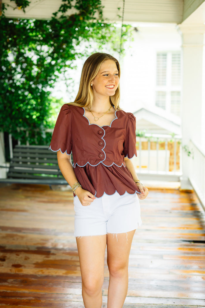 The Panama Top in Brown