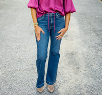 Daze Denim Heartbreaker Mid Rise Flare Jean in Influencer