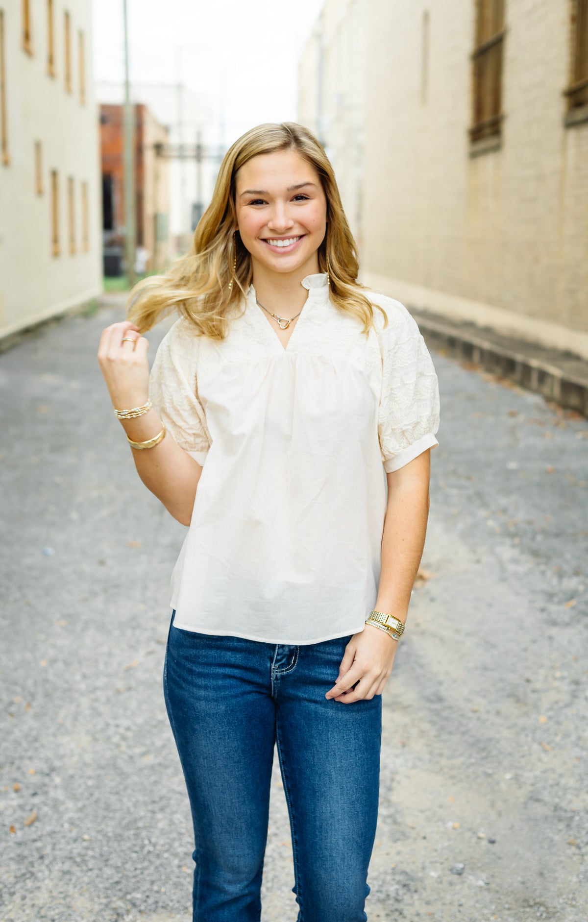 The Everleigh Top in Cream