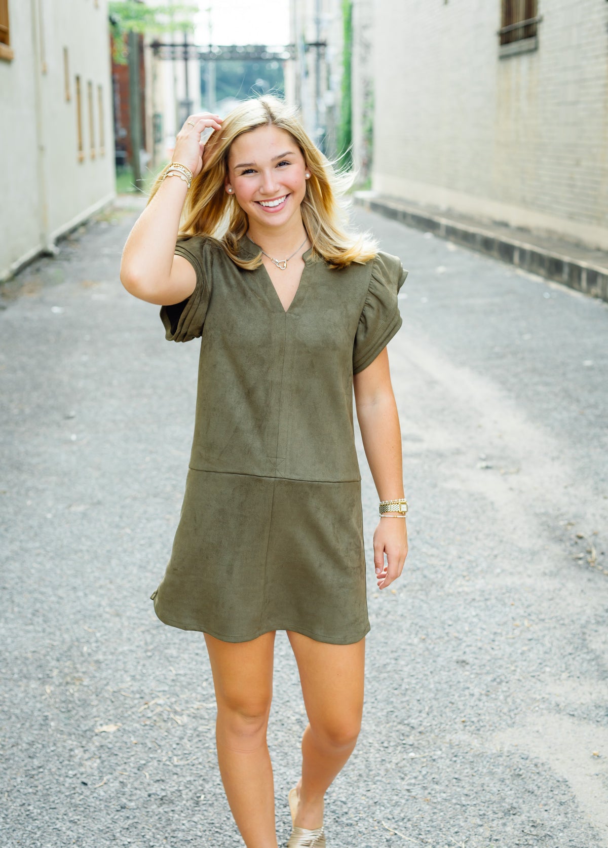 The Stanton Dress in Olive