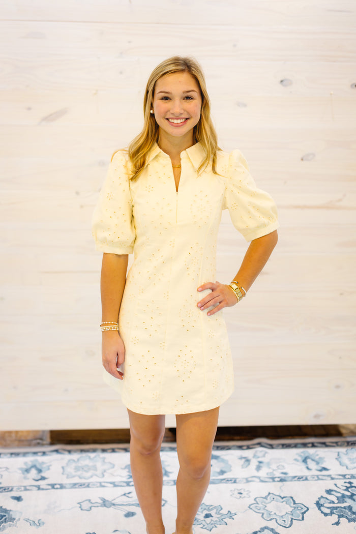 The Shannon Dress in Ivory Eyelet