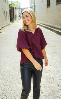 The Jenna Top in Burgundy