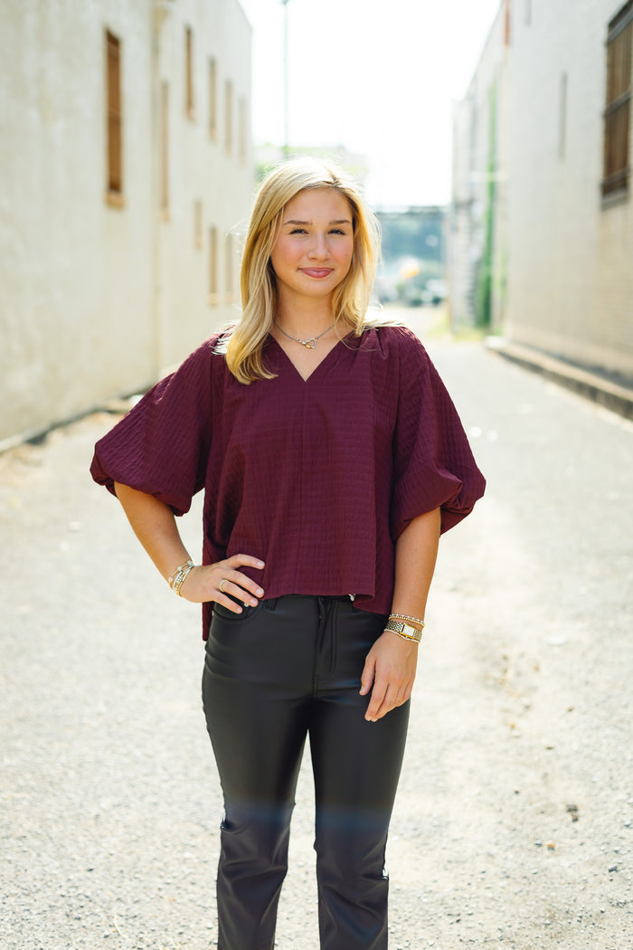 The Jenna Top in Burgundy