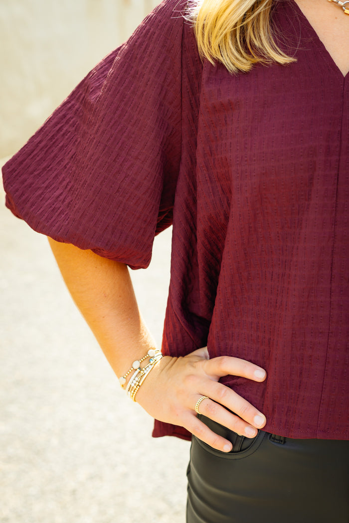 The Jenna Top in Burgundy