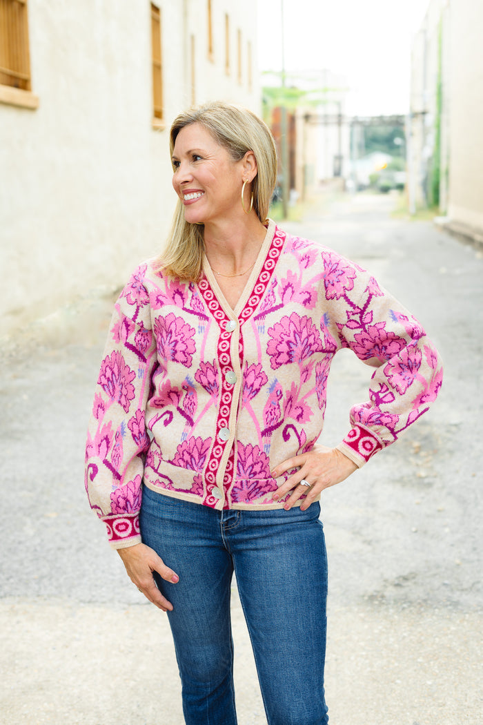 The Crispen Cardigan in Pink