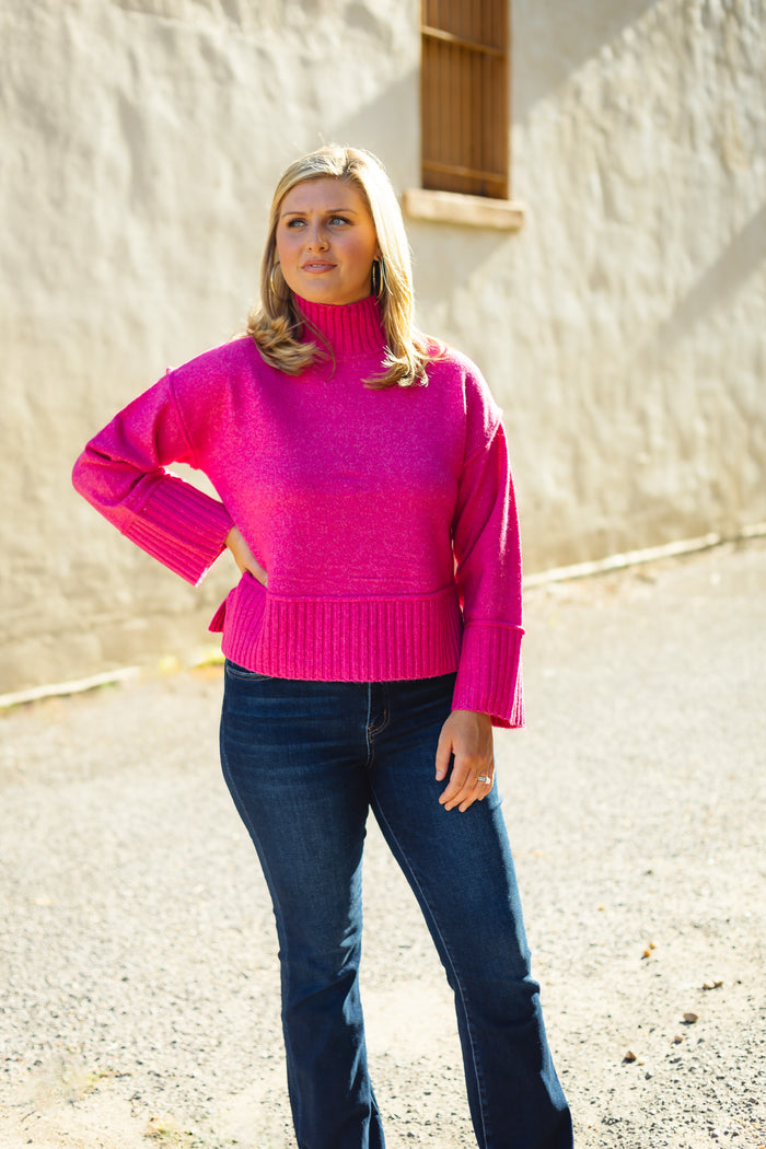 Rain + Rose: Thalia Sweater in Fuchsia