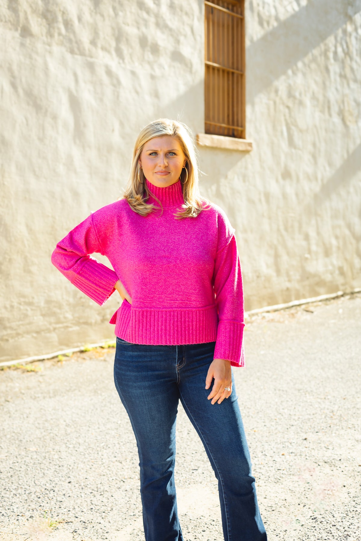 Rain + Rose: Thalia Sweater in Fuchsia