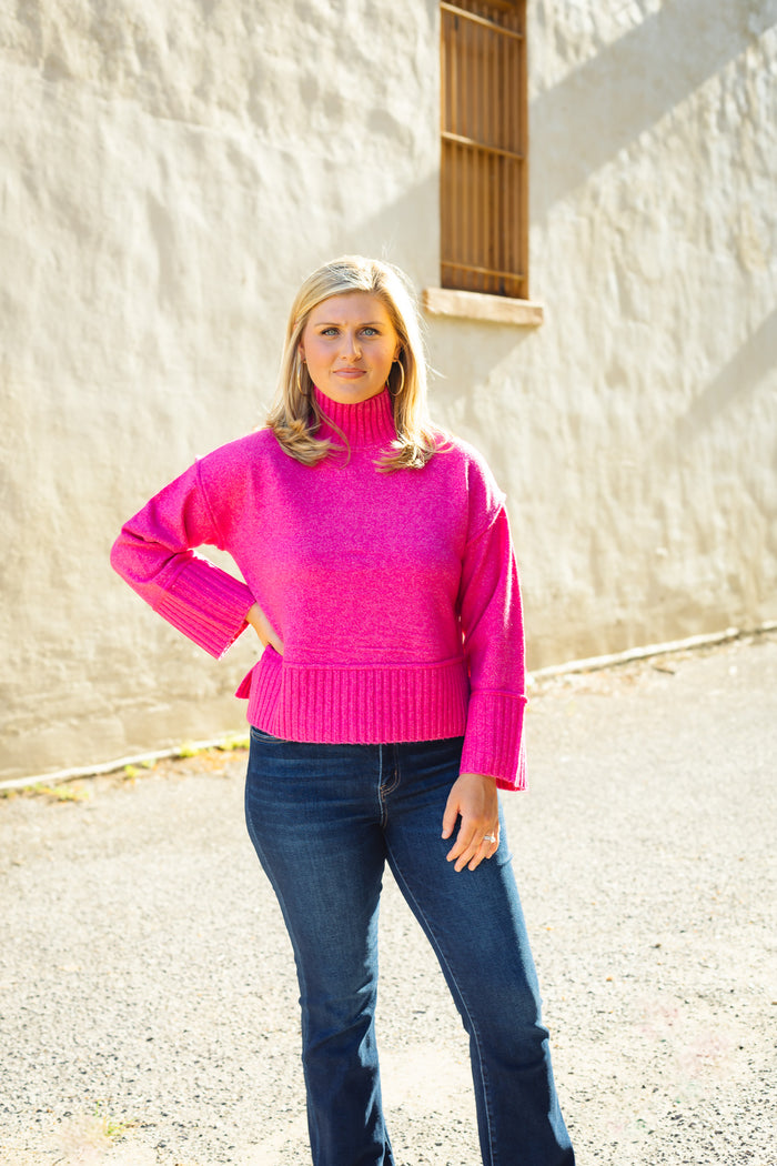 Rain + Rose: Thalia Sweater in Fuchsia