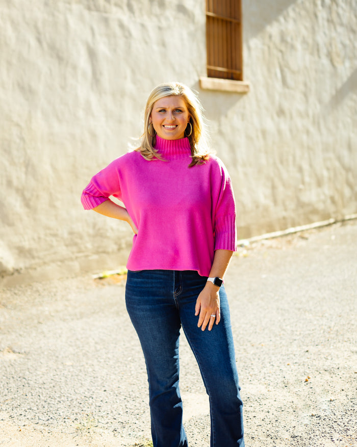 Rain + Rose: Maple Sweater in Fuchsia