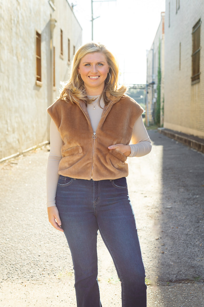 Rain + Rose: Carma Furry Vest