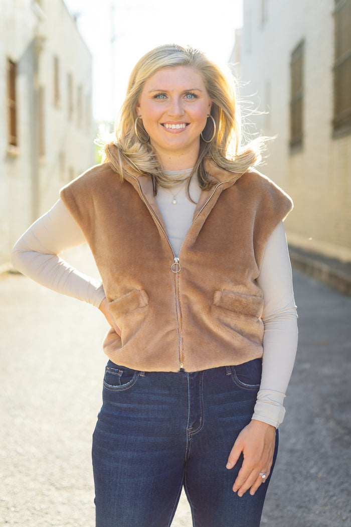 Rain + Rose: Carma Furry Vest