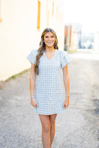 Dolce Cabo: Faux Leather Embroidered Dress in Blue