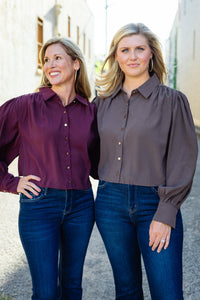 The Falling for You Top in Chocolate