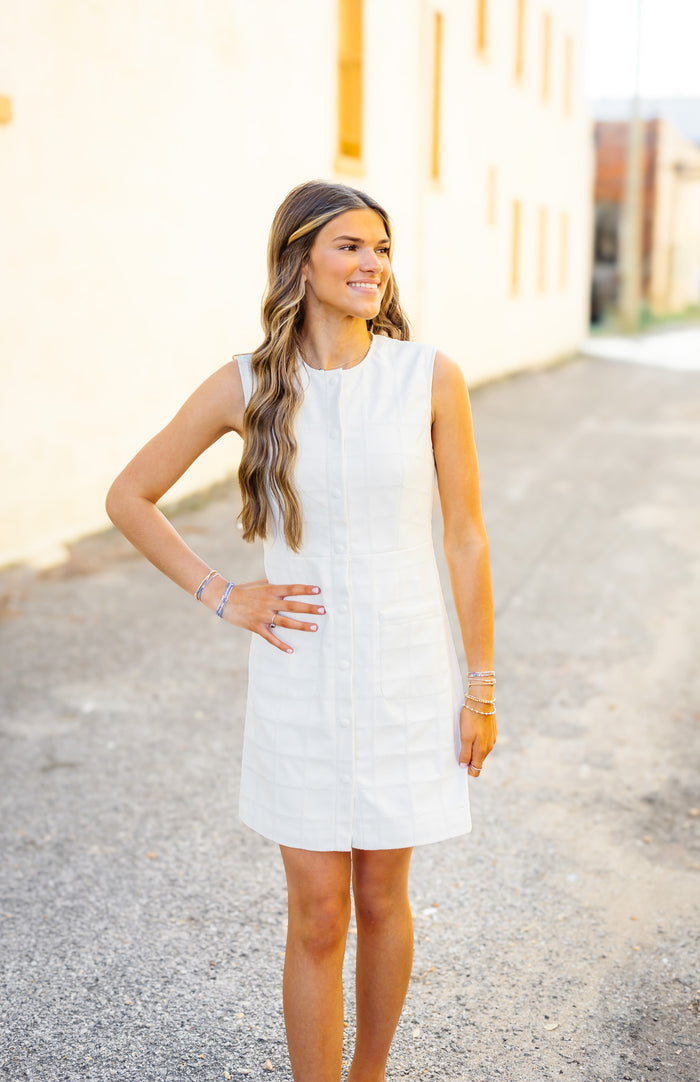 Dolce Cabo: Faux Leather Stitch Dress
