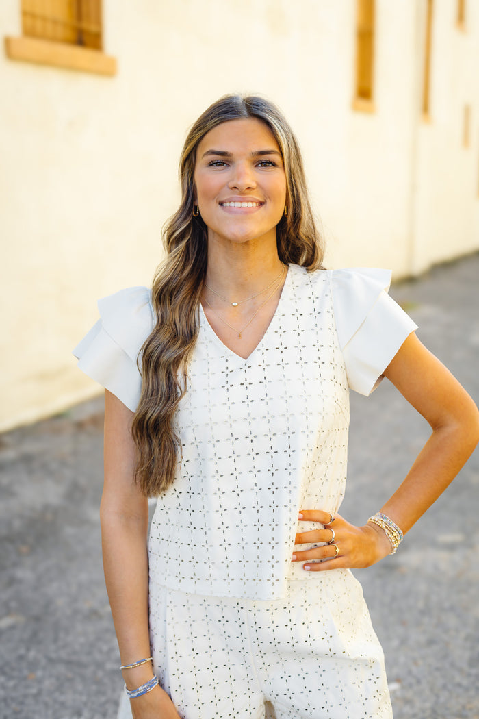 Dolce Cabo: Vegan Leather Flutter Sleeve Top