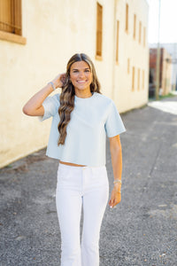 Dolce Cabo: Faux Leather Cropped Shirt
