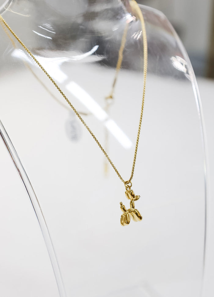 Gold Balloon Dog Necklace