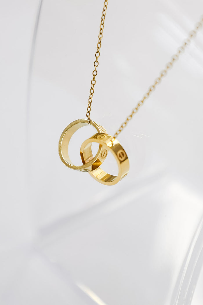 Double Gold Rings Necklace