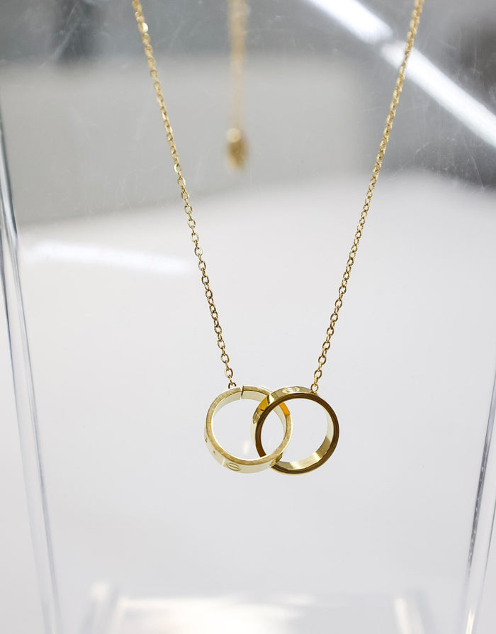 Double Gold Rings Necklace