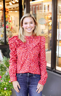 Karlie: Leopard Poplin Ruffle Top