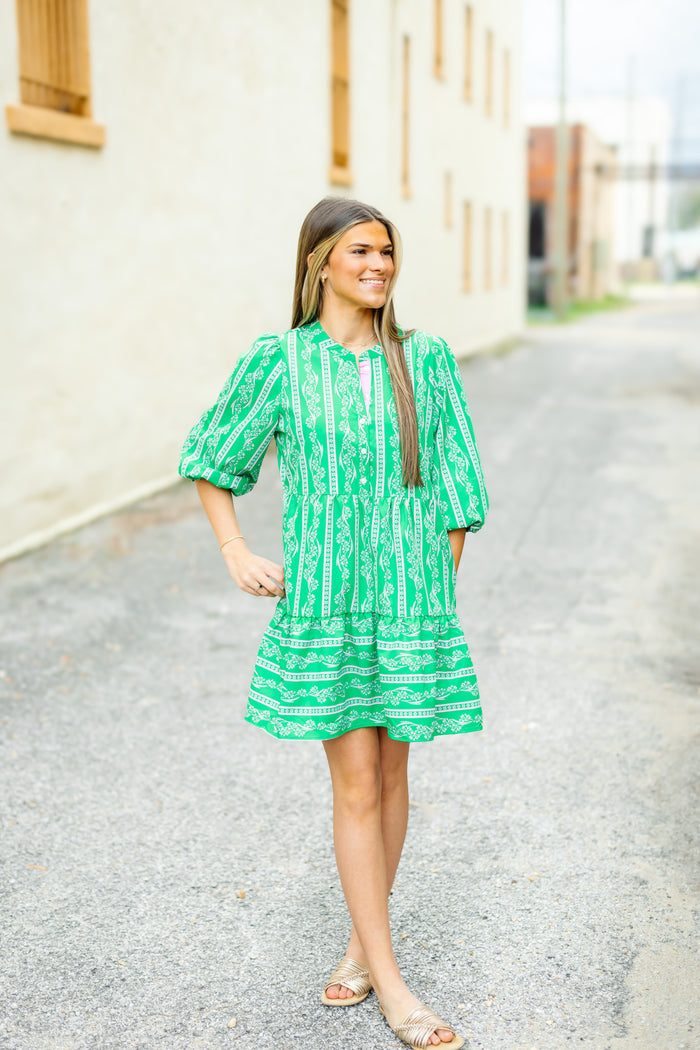 The Riley Mini Dress Garden Lace Green