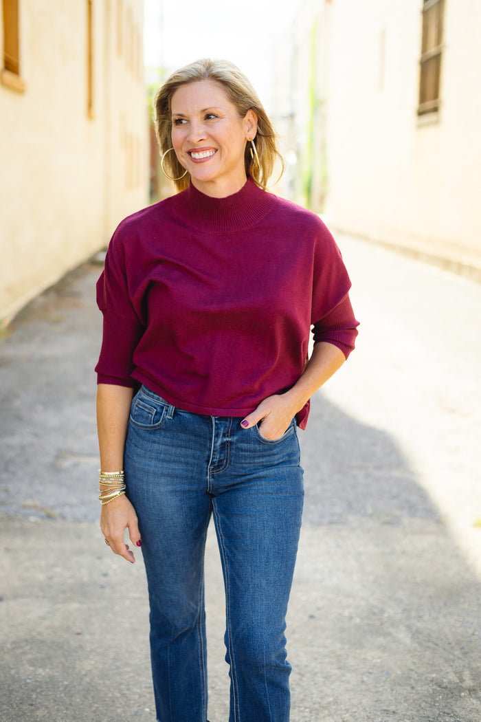 KERISMA: The Aja Ortho Solid Sweater in Bordeaux